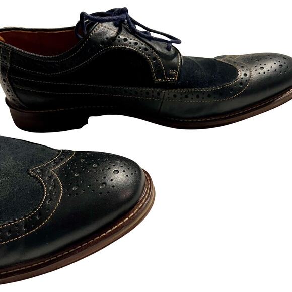 Johnston Murphy Shoes Mens Size 9.5 Blue Oxford Suede Leather Sheepskin Lace Up main image 4